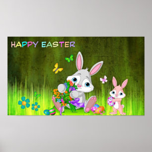 Poster Joyeux lapins de Pâques