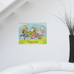 Poster Joyeux Lapins de Pâques au Pastel en Course