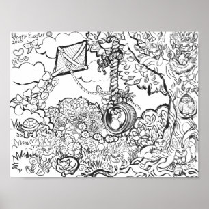 Poster Joyeux lapins de Pâques Chasse aux oeufs Imprimer