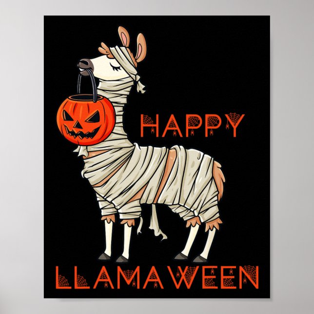 Poster Joyeux Llamaween Fun Halloween Llama Girls Garçons (Devant)