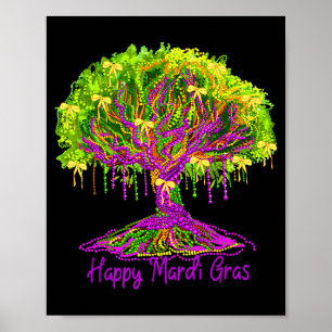 Poster Joyeux Mardi Gras 2026 Arbre de perles Femmes de l