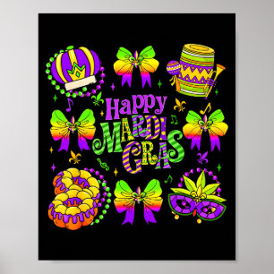 Poster Joyeux Mardi Gras 2026 Drôle de Roi Gâteau Fleur D