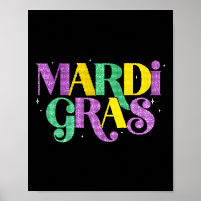 Poster Joyeux Mardi Gras Carnaval Fat Mardi Fleur De Lis (Devant)