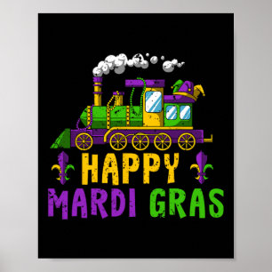 Poster Joyeux Mardi Gras Jester Train Carnival Parade Par