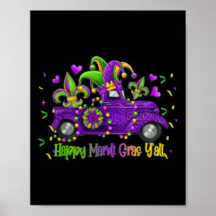 Poster Joyeux Mardi Gras Y'all Camion Leopard Mardi Gras 