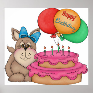 Poster Joyeux Marionnette d'anniversaire