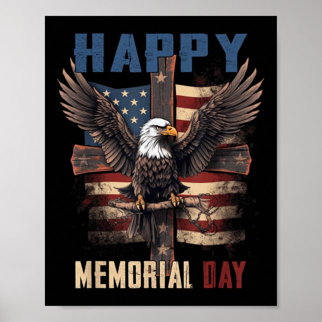 Poster Joyeux Memorial Day 4 juillet drapeau américain Pa (Devant)