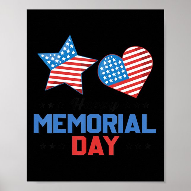 Poster Joyeux Memorial Day 4 juillet drapeau américain Pa (Devant)