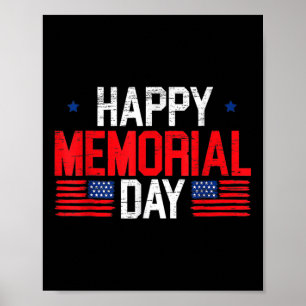 Poster Joyeux Memorial Day Drapeau américain patriotique
