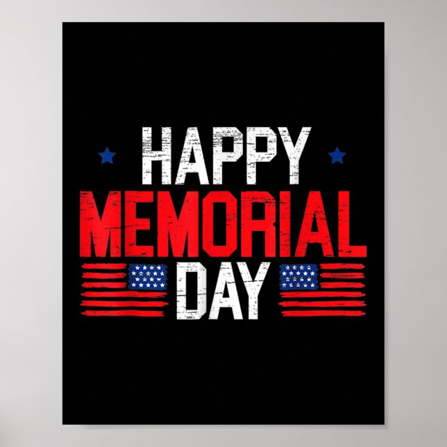Poster Joyeux Memorial Day Drapeau américain patriotique (Devant)
