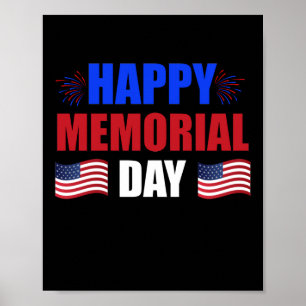 Poster Joyeux Memorial Day USA Drapeau américain patrioti