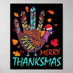 Poster Joyeux Merci Noël Bonne Action de grâce Noël Dinde