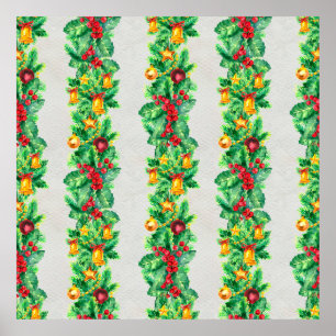 Poster Joyeux motif sans couture de Noël avec guirlandes.