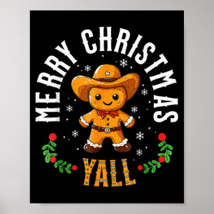 Poster Joyeux Noël à tous Cowboy en pain d'épice Howdy Ou