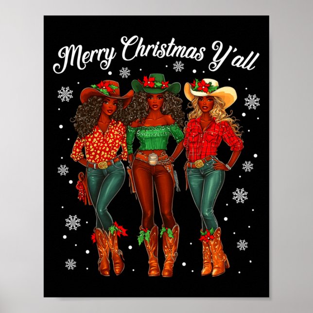 Poster Joyeux Noël à vous les cow-girls noires africaines (Devant)