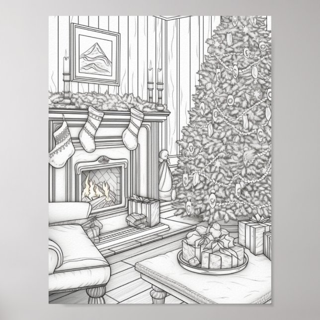 Poster Joyeux Noël Adulte Coloration (Devant)