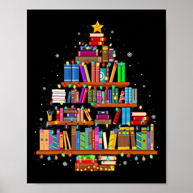 Poster Joyeux Noël Arbre de lecture Livres Lover Biblioth (Devant)