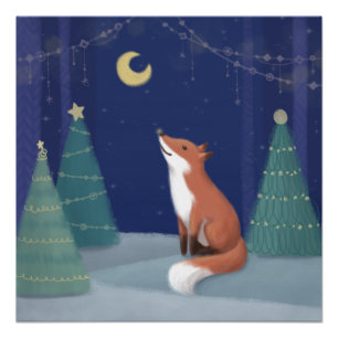Poster Joyeux Noël : Art Illustration Fox