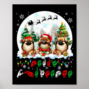 Poster Joyeux Noël Asl Langue des Signes Trois Père Noël 