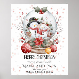 Poster Joyeux Noël aux meilleurs grands-parents du monde 