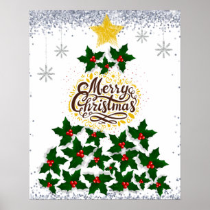 Poster Joyeux Noël avec sapin de Noël