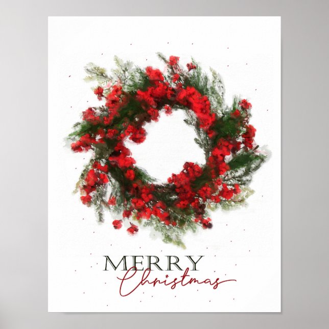 Poster Joyeux Noël Berry Wreath (Devant)