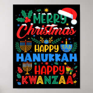 Poster Joyeux Noël Bonne Hanouka Et Bonne Kwanzaa H