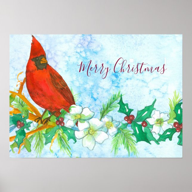 Poster Joyeux Noël Cardinal Bird (Devant)