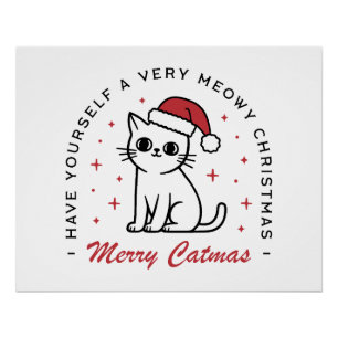 Poster Joyeux Noël Catmas vous ont un très maigre Noël