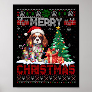 Poster Joyeux Noël Cavalier King Amoureux de les chiens l