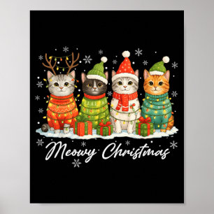 Poster Joyeux Noël Chats Fêtes Lumineuses Saison Cosy Xm