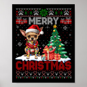 Poster Joyeux Noël Chihuahua Amoureux des chiens Famille