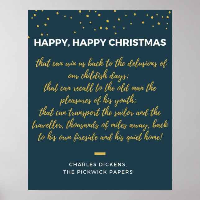 Poster Joyeux Noël - Citation de Charles Dickens (Devant)