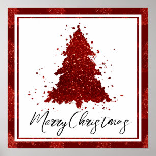 Poster Joyeux Noël classique   Riche Festif Crimson Rouge