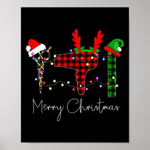 Poster Joyeux Noël Coiffeur Drôle Outil Coiffeuse