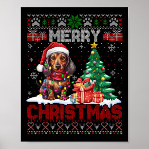 Poster Joyeux Noël Dachshund Amoureux des chiens Famille