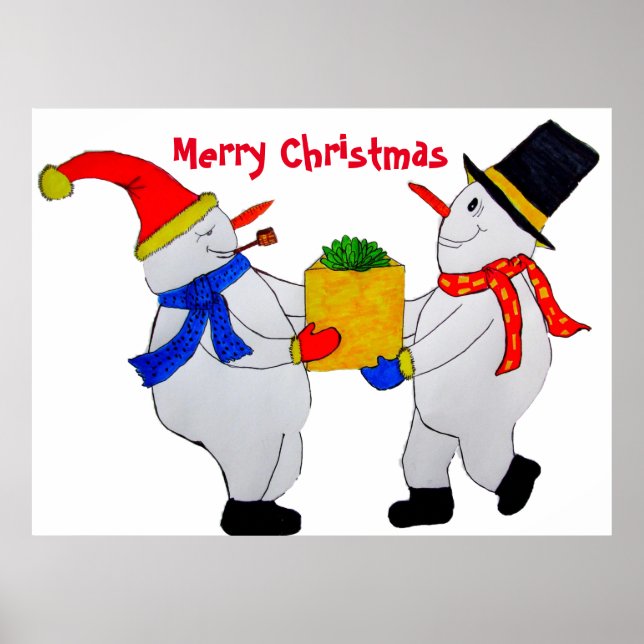 POSTER JOYEUX NOËL DE LA PART DES BONHOMES DE NEIGE  AFFI (Devant)
