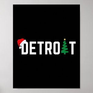 Poster Joyeux Noël Detroit Joyuses Fêtes Michigan Sa