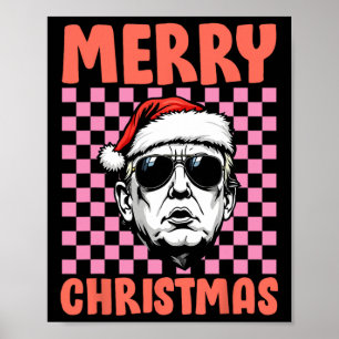 Poster Joyeux Noël Donald Trump Père Noël À damiers Holid