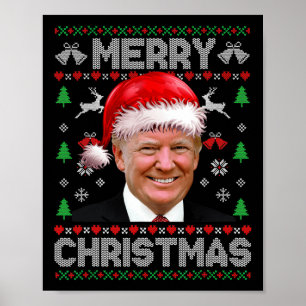 Poster Joyeux Noël Donald Trump Père Noël Famille Noël Ug