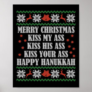 Poster Joyeux Noël Embrasse Mon Son Votre Joyeux Hanukkah