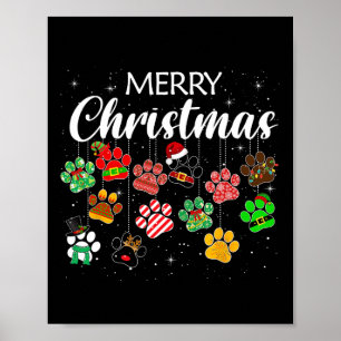 Poster Joyeux Noël Empreinte de Patte de Chien Plaid de B