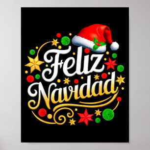 Poster Joyeux Noël espagnol mexicain Christmas Xmas vacan