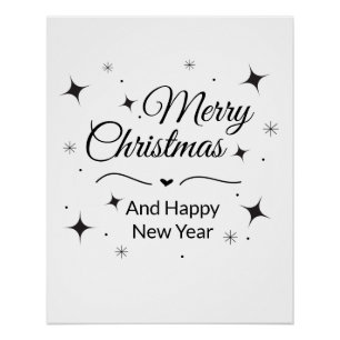 Poster Joyeux Noël et Bonne Année élégants