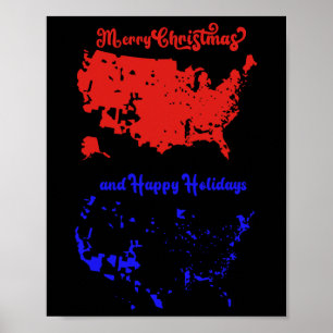 Poster Joyeux Noël Et Joyeuses Fêtes Carte Usa Festive