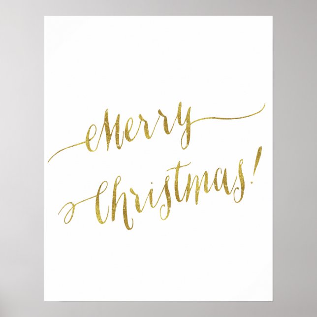 Poster Joyeux Noël Faux Gold Foil Lettrage Script (Devant)