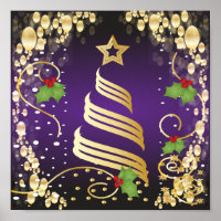 Joyeux Noël Festive Passion violet et or