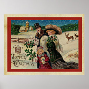 Poster Joyeux Noël, fête vintage