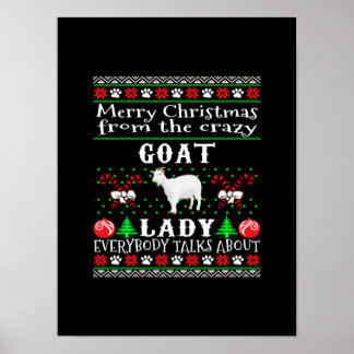 Poster Joyeux Noël Goat Lady Vilain Cadeau