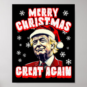 Poster Joyeux Noël grand à nouveau Noël Trump Père Noël T